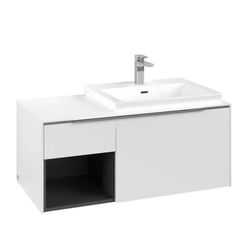 VILLEROY BOCH Subway 3.0 Vanity unit, s osvětlením, 2 výsuvy, 1001 x 423 x 516 mm, čistě bílá / čistě bílá #C571L0VF