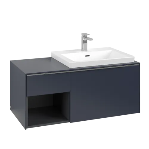 VILLEROY BOCH Subway 3.0 Vanity unit, s osvětlením, 2 výsuvy, 1001 x 423 x 516 mm, Marine Blue / Marine Blue #C571L0VQ