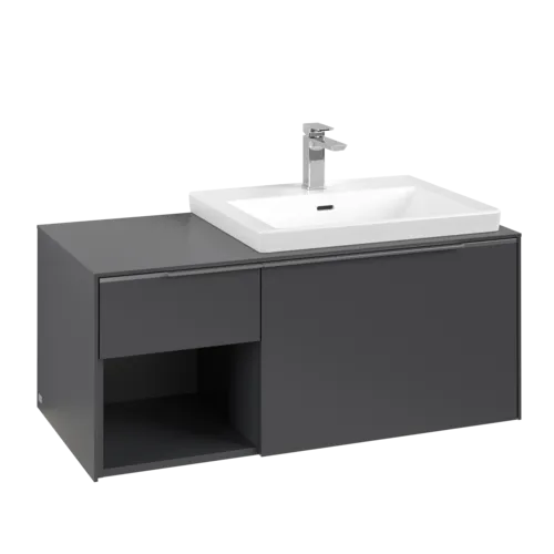 VILLEROY BOCH Subway 3.0 Vanity unit, s osvětlením, 2 výsuvy, 1001 x 423 x 516 mm, grafitová / grafitová #C571L0VR