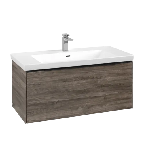 VILLEROY BOCH Subway 3.0 Vanity unit, s osvětlením, 1 zásuvka, 973 x 429 x 478 mm, Stone Oak #C569L1RK