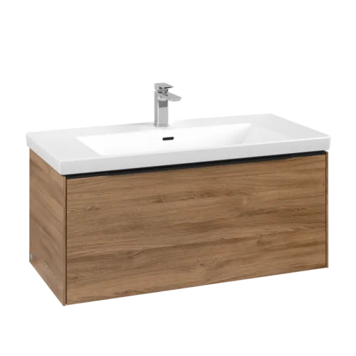 VILLEROY BOCH Subway 3.0 Vanity unit, s osvětlením, 1 zásuvka, 973 x 429 x 478 mm, dub Kansas #C569L1RH