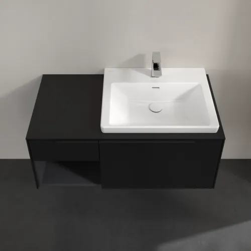 VILLEROY BOCH Subway 3.0 Vanity unit, s osvětlením, 2 výsuvy, 1001 x 423 x 516 mm, Volcano Black / Volcano Black #C571L1VL, obrázek 4