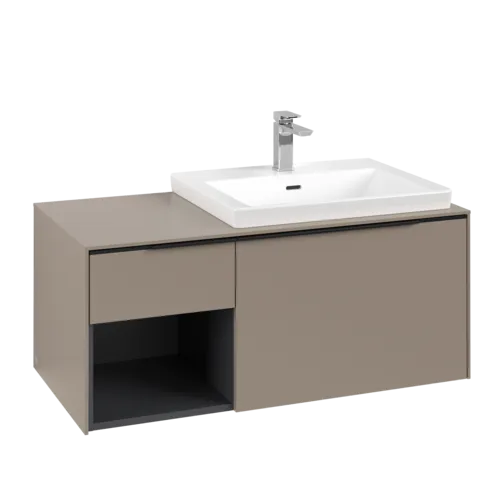 VILLEROY BOCH Subway 3.0 Vanity unit, s osvětlením, 2 výsuvy, 1001 x 423 x 516 mm, taupe / taupe #C571L1VM