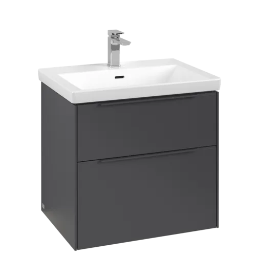 VILLEROY BOCH Subway 3.0 Vanity unit, s osvětlením, 2 výsuvy, 622 x 576 x 478 mm, grafitová barva #C576L2VR