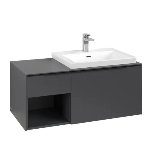 VILLEROY BOCH Subway 3.0 Vanity unit, s osvětlením, 2 výsuvy, 1001 x 423 x 516 mm, grafitová / grafitová #C571L1VR