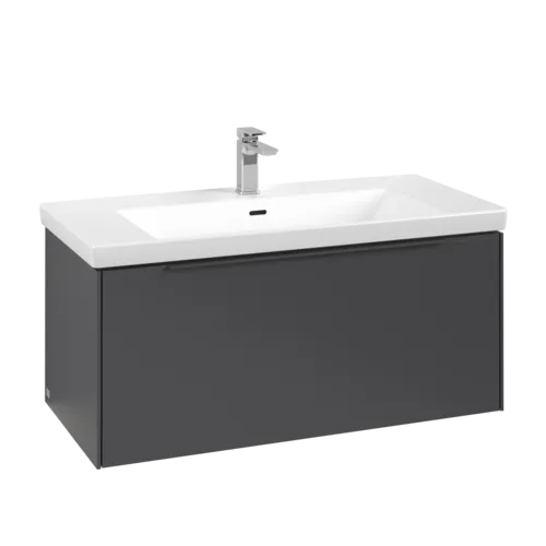 VILLEROY BOCH Subway 3.0 Vanity unit, s osvětlením, 1 zásuvka, 973 x 429 x 478 mm, grafitová barva #C569L2VR