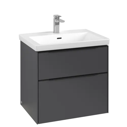 VILLEROY BOCH Subway 3.0 Vanity unit, s osvětlením, 2 výsuvy, 622 x 576 x 478 mm, grafitová barva #C576L1VR