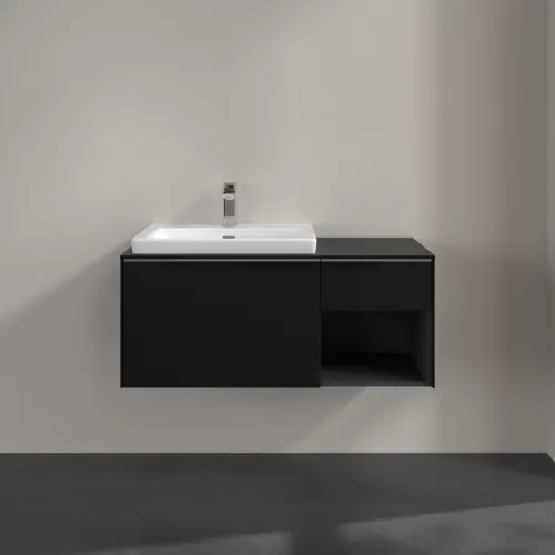 VILLEROY BOCH Subway 3.0 Vanity unit, s osvětlením, 2 výsuvy, 1001 x 423 x 516 mm, Volcano Black / Volcano Black #C572L0VL, obrázek 3