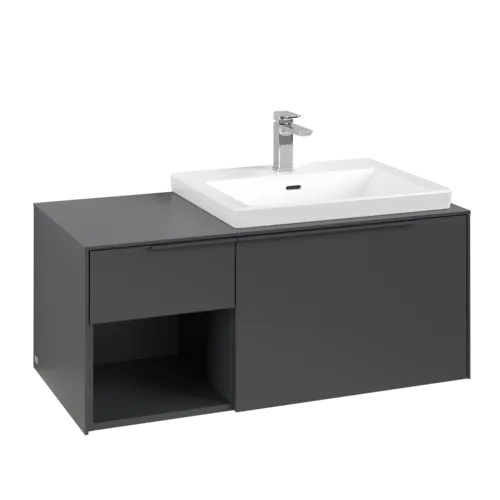 VILLEROY BOCH Subway 3.0 Vanity unit, s osvětlením, 2 výsuvy, 1001 x 423 x 516 mm, grafitová / grafitová #C571L2VR