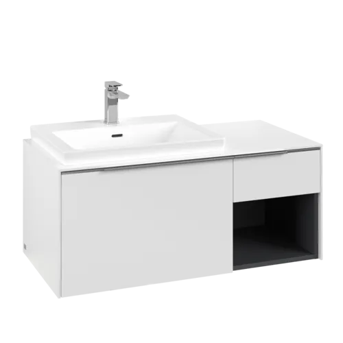 VILLEROY BOCH Subway 3.0 Vanity unit, s osvětlením, 2 výsuvy, 1001 x 423 x 516 mm, čistě bílá / čistě bílá #C572L0VF