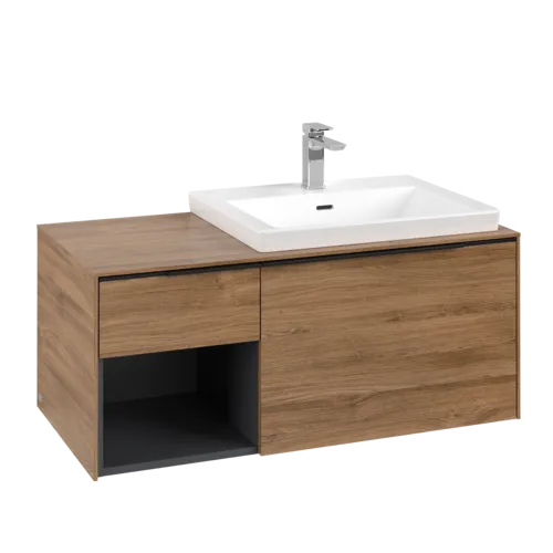 VILLEROY BOCH Subway 3.0 Vanity unit, s osvětlením, 2 výsuvy, 1001 x 423 x 516 mm, dub Kansas / dub Kansas #C571L1RH