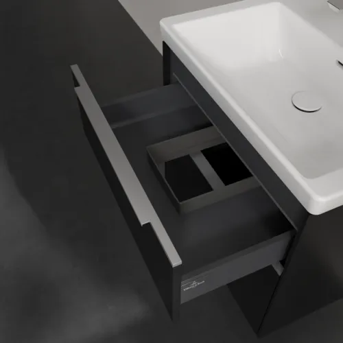 VILLEROY BOCH Subway 3.0 Vanity unit, s osvětlením, 2 výsuvy, 622 x 576 x 478 mm, Volcano Black #C576L0VL, obrázek 8