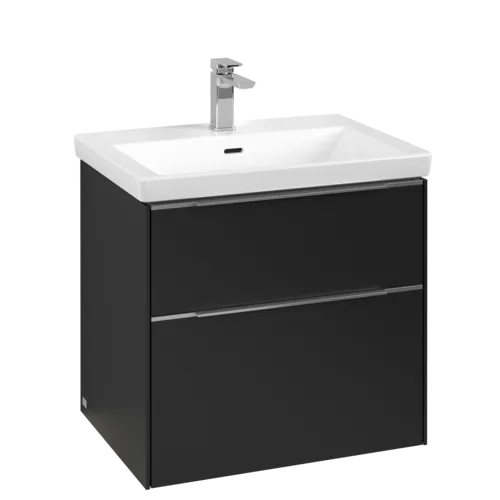VILLEROY BOCH Subway 3.0 Vanity unit, s osvětlením, 2 výsuvy, 622 x 576 x 478 mm, Volcano Black #C576L0VL