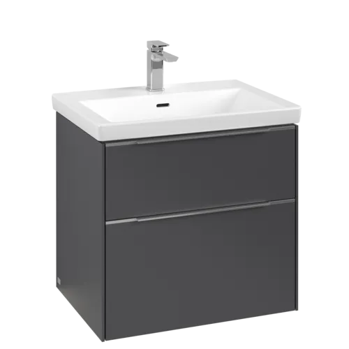 VILLEROY BOCH Subway 3.0 Vanity unit, s osvětlením, 2 výsuvy, 622 x 576 x 478 mm, grafitová barva #C576L0VR