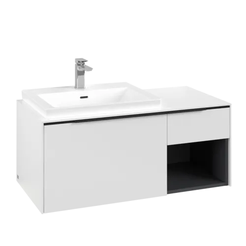 VILLEROY BOCH Subway 3.0 Vanity unit, s osvětlením, 2 výsuvy, 1001 x 423 x 516 mm, čistě bílá / čistě bílá #C572L1VF