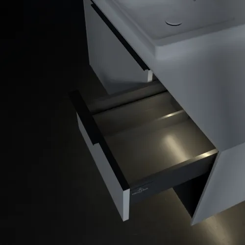VILLEROY BOCH Subway 3.0 Vanity unit, s osvětlením, 2 výsuvy, 1001 x 423 x 516 mm, čistě bílá / čistě bílá #C572L1VF, obrázek 9