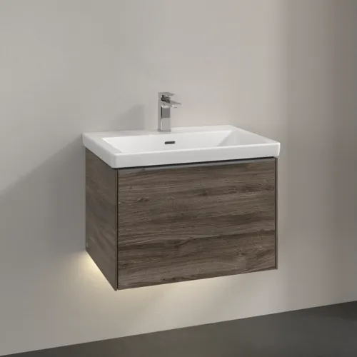 VILLEROY BOCH Subway 3.0 Vanity unit, s osvětlením, 1 zásuvka, 622 x 429 x 478 mm, Stone Oak #C575L0RK, obrázek 2