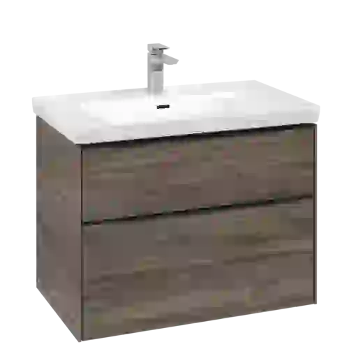 VILLEROY BOCH Subway 3.0 Vanity unit, s osvětlením, 2 výsuvy, 772 x 576 x 478 mm, Stone Oak #C574L1RK