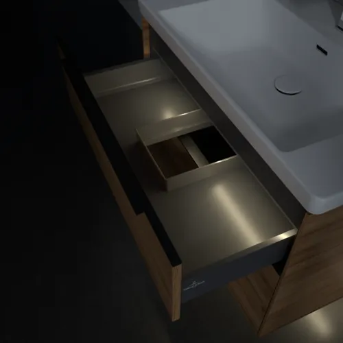 VILLEROY BOCH Subway 3.0 Vanity unit, s osvětlením, 2 výsuvy, 772 x 576 x 478 mm, dub Kansas #C574L1RH, obrázek 9