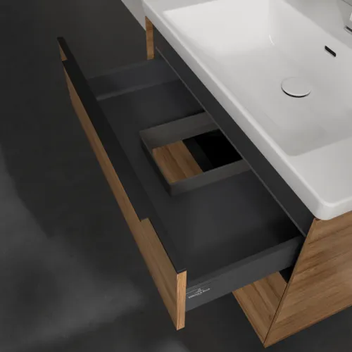 VILLEROY BOCH Subway 3.0 Vanity unit, s osvětlením, 2 výsuvy, 772 x 576 x 478 mm, dub Kansas #C574L1RH, obrázek 8