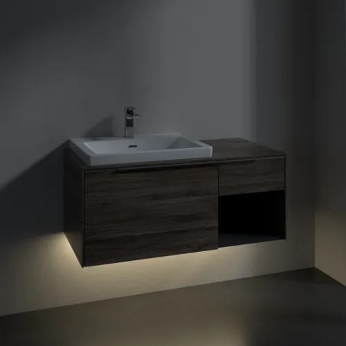 VILLEROY BOCH Subway 3.0 Vanity unit, s osvětlením, 2 výsuvy, 1001 x 423 x 516 mm, Stone Oak / Stone Oak #C572L0RK, obrázek 5