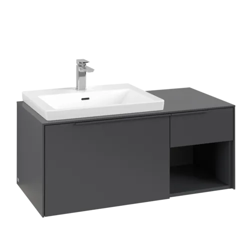 VILLEROY BOCH Subway 3.0 Vanity unit, s osvětlením, 2 výsuvy, 1001 x 423 x 516 mm, grafitová / grafitová #C572L2VR