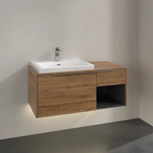 VILLEROY BOCH Subway 3.0 Vanity unit, s osvětlením, 2 výsuvy, 1001 x 423 x 516 mm, dub Kansas / dub Kansas #C572L0RH, obrázek 2