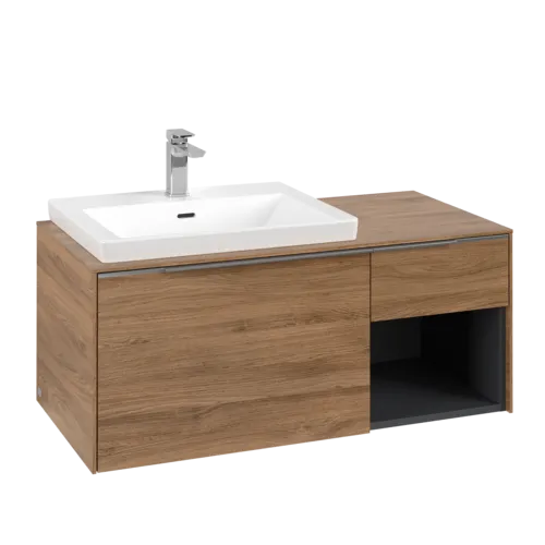 VILLEROY BOCH Subway 3.0 Vanity unit, s osvětlením, 2 výsuvy, 1001 x 423 x 516 mm, dub Kansas / dub Kansas #C572L0RH