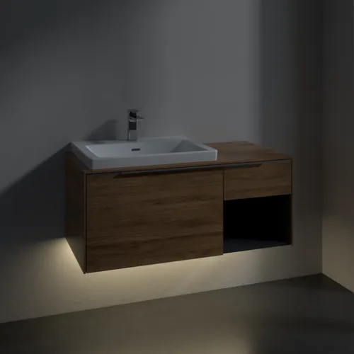 VILLEROY BOCH Subway 3.0 Vanity unit, s osvětlením, 2 výsuvy, 1001 x 423 x 516 mm, dub Kansas / dub Kansas #C572L0RH, obrázek 5