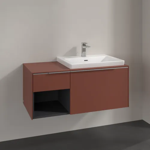 VILLEROY BOCH Subway 3.0 Vanity unit, 2 výsuvy, 1001 x 423 x 516 mm, Vínově červená / Vínově červená #C57100AH, obrázek 2