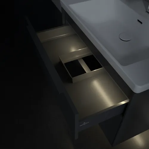 VILLEROY BOCH Subway 3.0 Vanity unit, s osvětlením, 2 výsuvy, 772 x 576 x 478 mm, grafitová barva #C574L2VR, obrázek 9