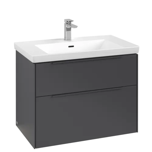 VILLEROY BOCH Subway 3.0 Vanity unit, s osvětlením, 2 výsuvy, 772 x 576 x 478 mm, grafitová barva #C574L2VR