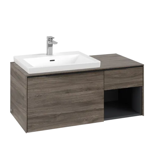VILLEROY BOCH Subway 3.0 Vanity unit, s osvětlením, 2 výsuvy, 1001 x 423 x 516 mm, Stone Oak / Stone Oak #C572L1RK
