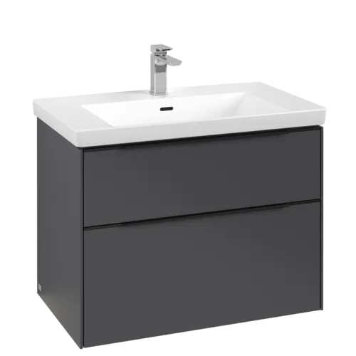 VILLEROY BOCH Subway 3.0 Vanity unit, s osvětlením, 2 výsuvy, 772 x 576 x 478 mm, grafitová barva #C574L1VR