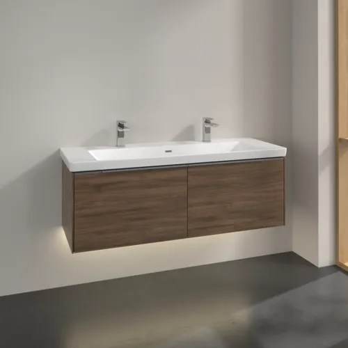 VILLEROY BOCH Subway 3.0 Vanity unit, s osvětlením, 2 výsuvy, 1272 x 429 x 478 mm, Arizona Oak #C601L0VH, obrázek 2