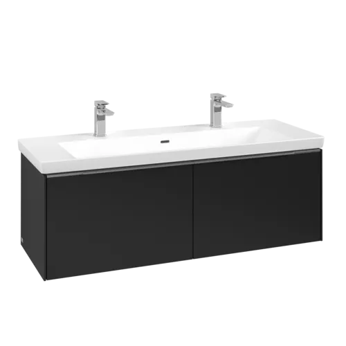 VILLEROY BOCH Subway 3.0 Vanity unit, s osvětlením, 2 výsuvy, 1272 x 429 x 478 mm, Volcano Black #C601L0VL