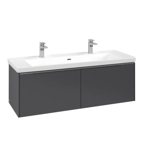 VILLEROY BOCH Subway 3.0 Vanity unit, s osvětlením, 2 výsuvy, 1272 x 429 x 478 mm, grafitová barva #C601L0VR