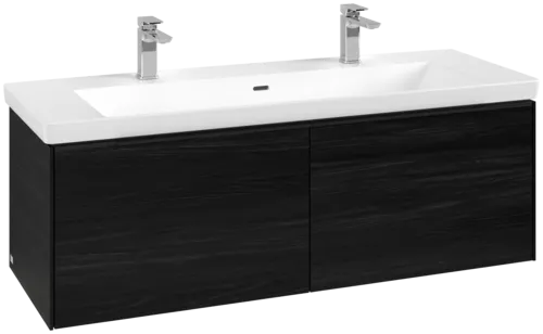 VILLEROY BOCH Subway 3.0 Vanity unit, s osvětlením, 2 výsuvy, 1272 x 429 x 478 mm, černý dub #C601L1AB