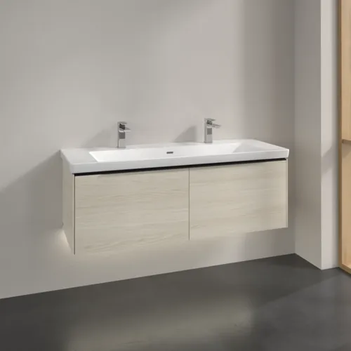 VILLEROY BOCH Subway 3.0 Vanity unit, s osvětlením, 2 výsuvy, 1272 x 429 x 478 mm, bílý dub #C601L1AA, obrázek 2