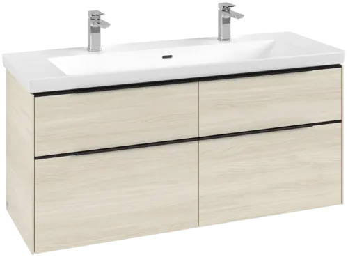 VILLEROY BOCH Subway 3.0 Vanity unit, s osvětlením, 4 výsuvy, 1272 x 576 x 478 mm, bílý dub #C602L1AA