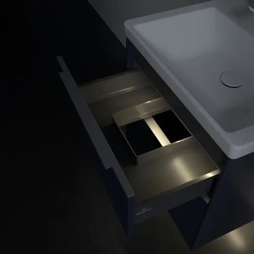 VILLEROY BOCH Subway 3.0 Vanity unit, s osvětlením, 2 výsuvy, 572 x 576 x 478 mm, Marine Blue #C578L0VQ, obrázek 9