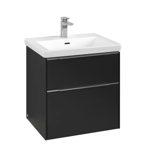 VILLEROY BOCH Subway 3.0 Vanity unit, s osvětlením, 2 výsuvy, 572 x 576 x 478 mm, Volcano Black #C578L0VL
