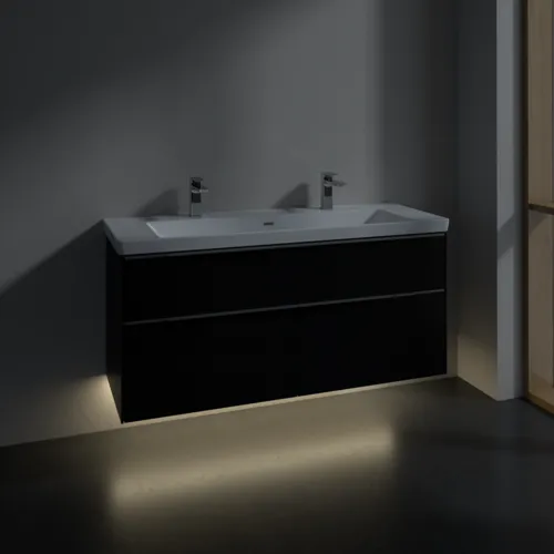 VILLEROY BOCH Subway 3.0 Vanity unit, s osvětlením, 4 výsuvy, 1272 x 576 x 478 mm, Volcano Black #C602L0VL, obrázek 5