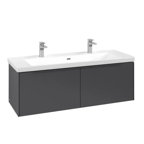 VILLEROY BOCH Subway 3.0 Vanity unit, s osvětlením, 2 výsuvy, 1272 x 429 x 478 mm, grafitová barva #C601L2VR