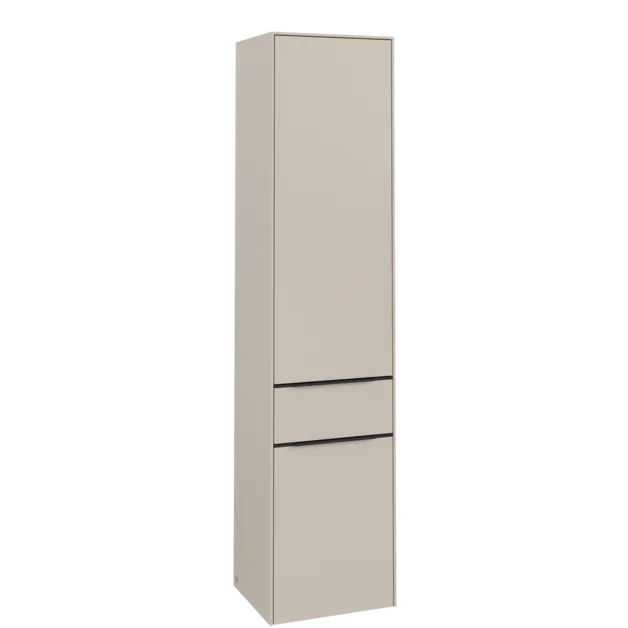 VILLEROY BOCH Subway 3.0 Vysoká skříňka, 2 dveře, 1 zásuvka, 400 x 1710 x 362 mm, Cashmere Grey / Cashmere Grey #C59101VN