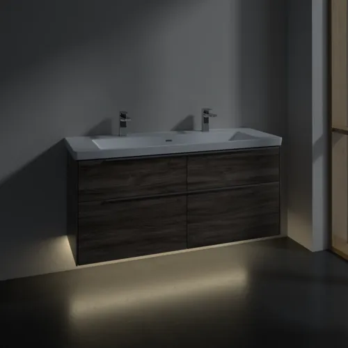 VILLEROY BOCH Subway 3.0 Vanity unit, s osvětlením, 4 výsuvy, 1272 x 576 x 478 mm, Stone Oak #C602L0RK, obrázek 5