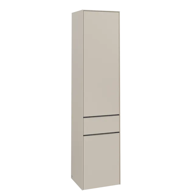 VILLEROY BOCH Subway 3.0 Vysoká skříňka, 2 dveře, 1 zásuvka, 400 x 1710 x 362 mm, Cashmere Grey / Cashmere Grey #C59102VN