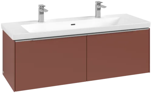 VILLEROY BOCH Subway 3.0 Vanity unit, s osvětlením, 2 výsuvy, 1272 x 429 x 478 mm, vínově červená #C601L0AH
