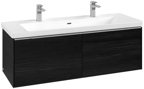 VILLEROY BOCH Subway 3.0 Vanity unit, s osvětlením, 2 výsuvy, 1272 x 429 x 478 mm, černý dub #C601L0AB