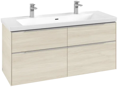 VILLEROY BOCH Subway 3.0 Vanity unit, s osvětlením, 4 výsuvy, 1272 x 576 x 478 mm, bílý dub #C602L0AA